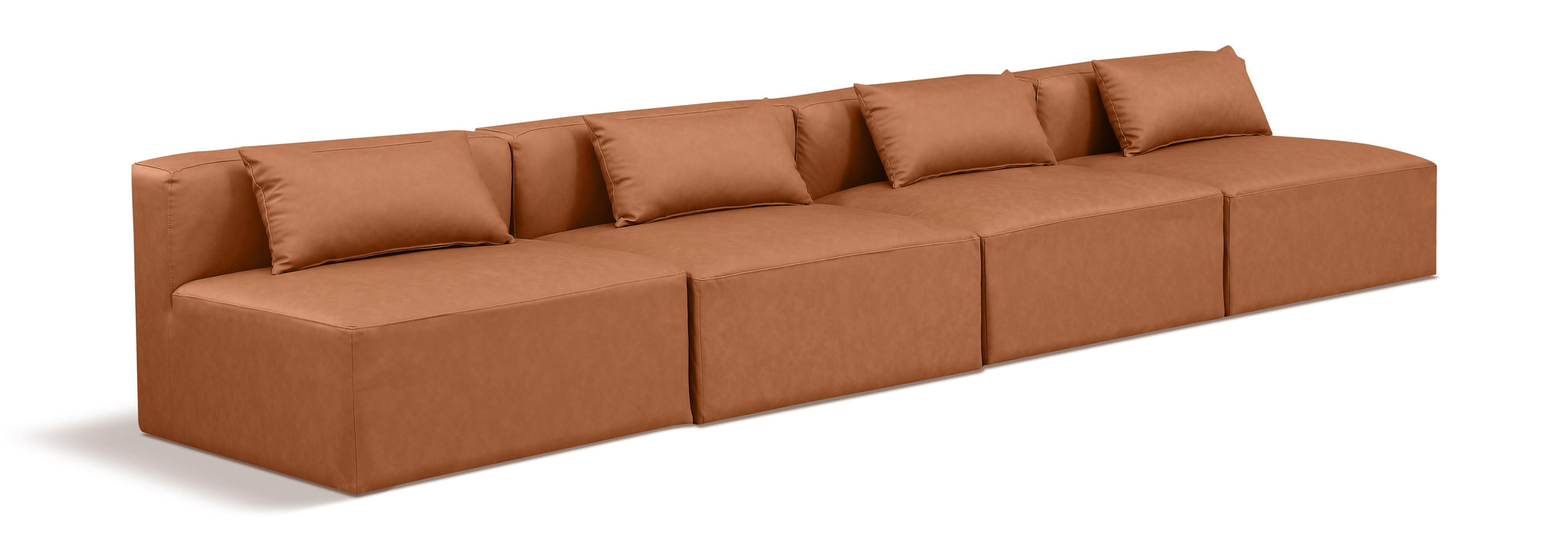 Cube - Modular 4 Seat Armless Sofa - Cognac - Simple Home Plus