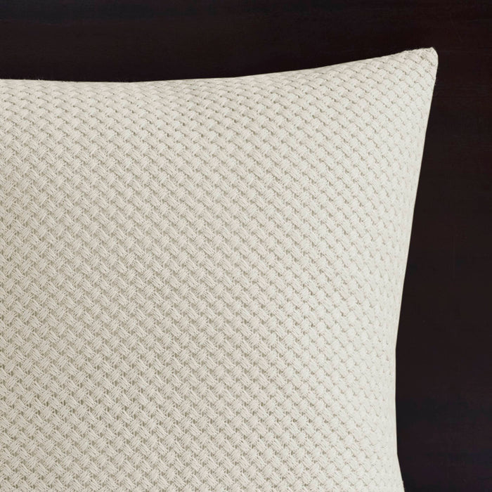Essence - Oversized Cotton Clipped Jacquard Comforter Set With Euro Shams and Throw Pillows - White - Simple Home Plus