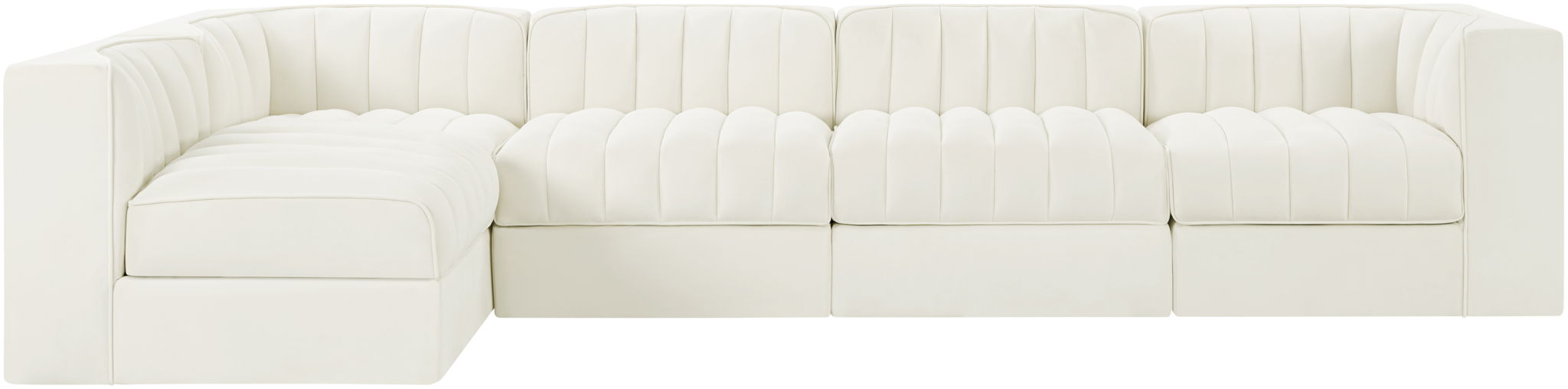 Rummi - Velvet Performance Fabric Upholstered 5 Piece Modular Sectional, L-Shaped (Right) - Simple Home Plus