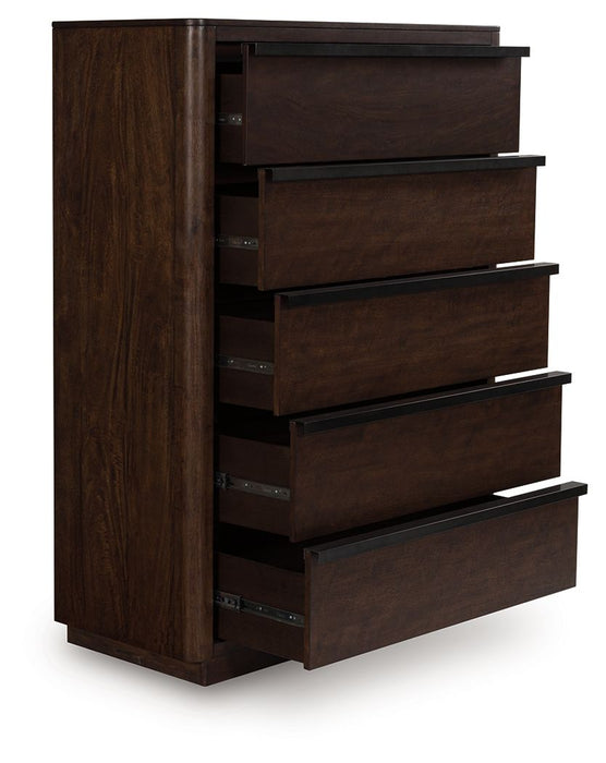 Dilenno - Dark Brown - Five Drawer Chest - Simple Home Plus