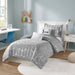 Raina - Brushed Microfiber Printed Comforter Set - Gray / Silver - Simple Home Plus