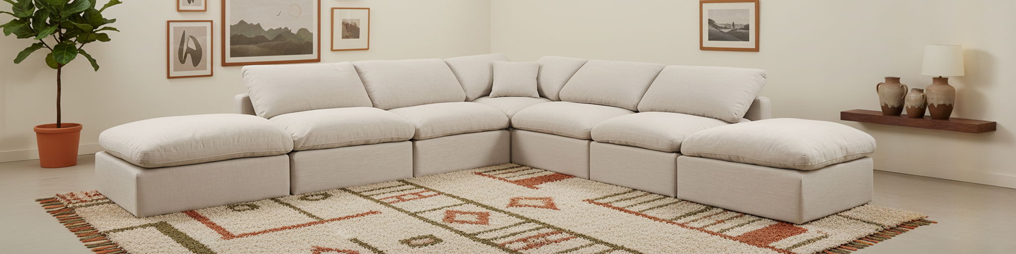 Indulge - Linen 6 Piece Modular Armless Sectional - Simple Home Plus