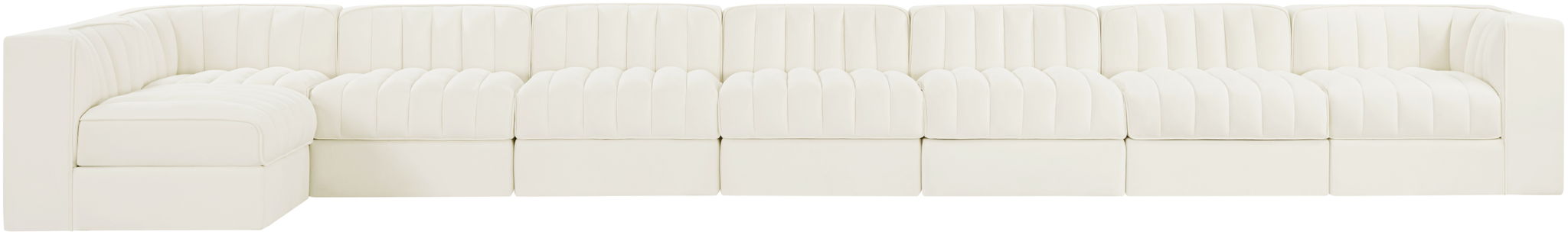 Rummi - Velvet Performance Fabric Upholstered 8 Piece Modular Sectional, L-Shaped (Right) - Simple Home Plus