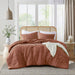 Porter - California King Soft Washed Pleated Comforter Set - Clay - Simple Home Plus