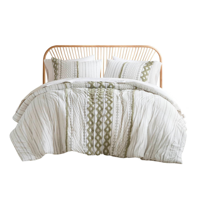 Imani - 3 Piece King/California King Printed Duvet Cover Set - Sage/Ivory - Simple Home Plus
