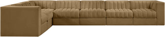 Rummi - Velvet Performance Fabric Upholstered 7 Piece Modular Sectional (With 3 Corner Chairs) - Simple Home Plus
