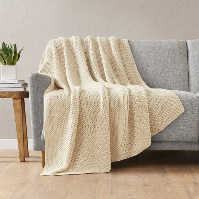 Bree Knit - Knit Throw - Ivory - Simple Home Plus
