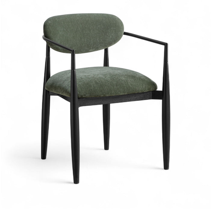 Riccio - Fabric Dining Arm Chair (Set of 2) - Black Frame - Simple Home Plus