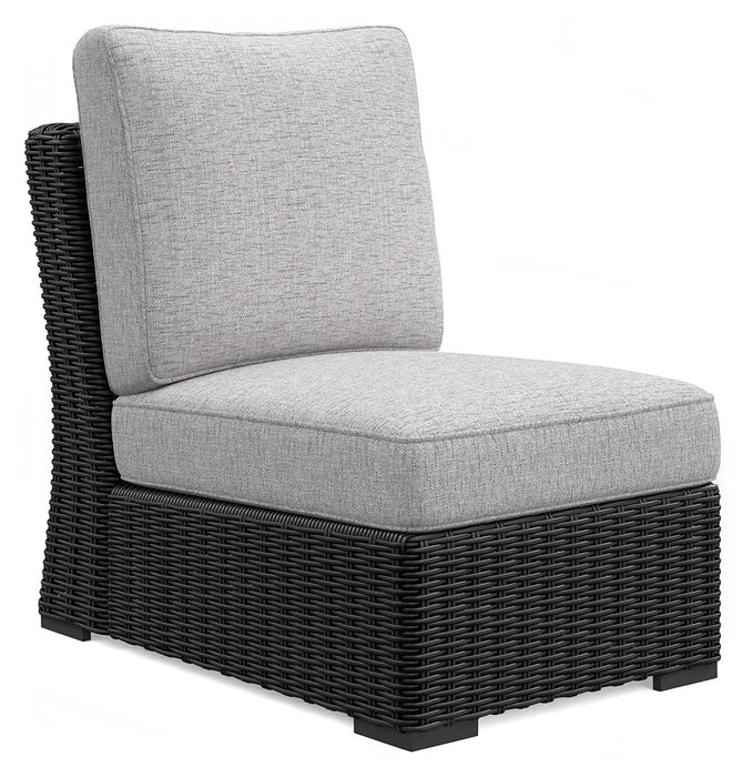 Beachcroft - Armless Chair With Cushion - Black / Light Gray - Simple Home Plus