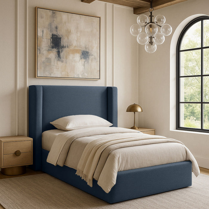 Kendall - Linen Textured Fabric Upholstered Bed - Simple Home Plus