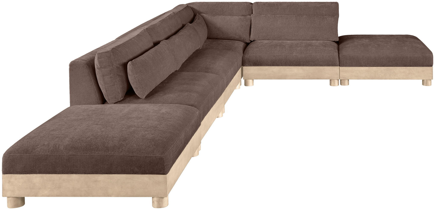 Turin - Chenille Fabric Upholstered Modular Sectional - Brown - Simple Home Plus