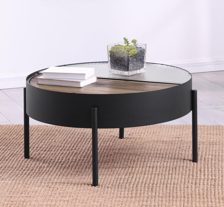 Ozella - Round Table With Hidden Storage Sandy - Simple Home Plus