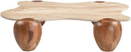 Liona - Marble And Acacia Wood Coffee Table - Simple Home Plus