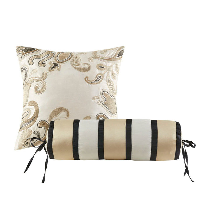 Aubrey - 5 Piece Jacquard Bedspread Set With Throw Pillows - Black - Simple Home Plus