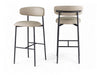 Lupita - Vegan Leather Upholstered Bar Stool (Set of 2) - Taupe / Matte Black - Simple Home Plus