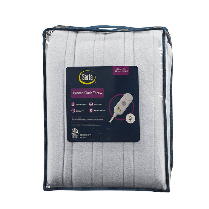 Fleece to Sherpa - Heated Throw Extra Comfort - Light Gray - Simple Home Plus