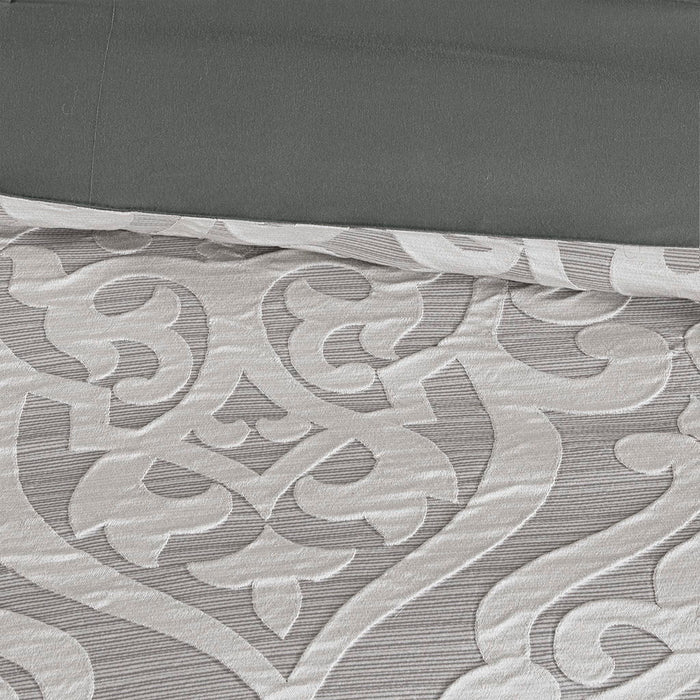 Odette - Queen 8 Piece Comforter Set - Silver - Simple Home Plus
