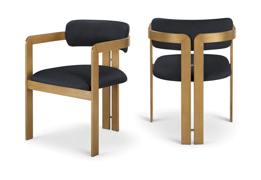Aurum - Vegan Leather Upholstered Dining Chair With Brushed Brass Base (Set of 2) - Simple Home Plus