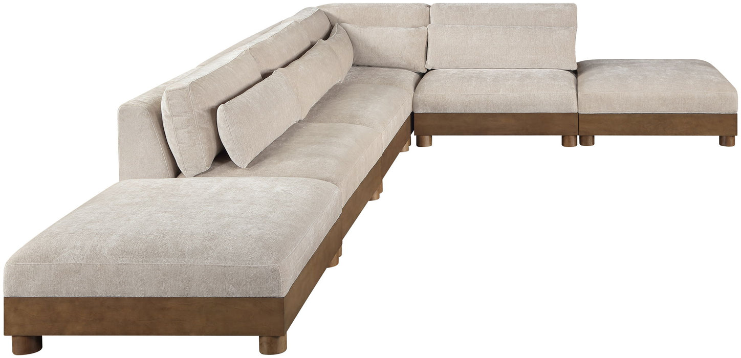 Turin - Chenille Fabric Upholstered Modular Sectional - Taupe - Simple Home Plus