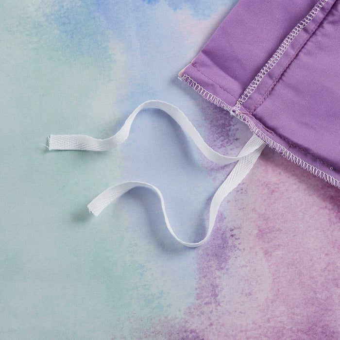 Cassiopeia - King Watercolor Tie Dye Printed Duvet Cover Set With Throw Pillow - Lavender