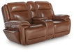 Healy Pier - Chocolate - Power Reclining Loveseat With Console / Adj Headrest - Simple Home Plus