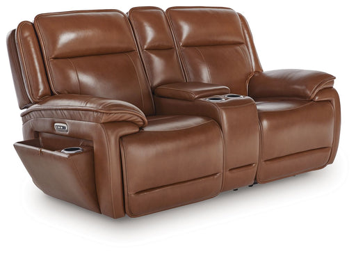 Healy Pier - Chocolate - Power Reclining Loveseat With Console / Adj Headrest - Simple Home Plus