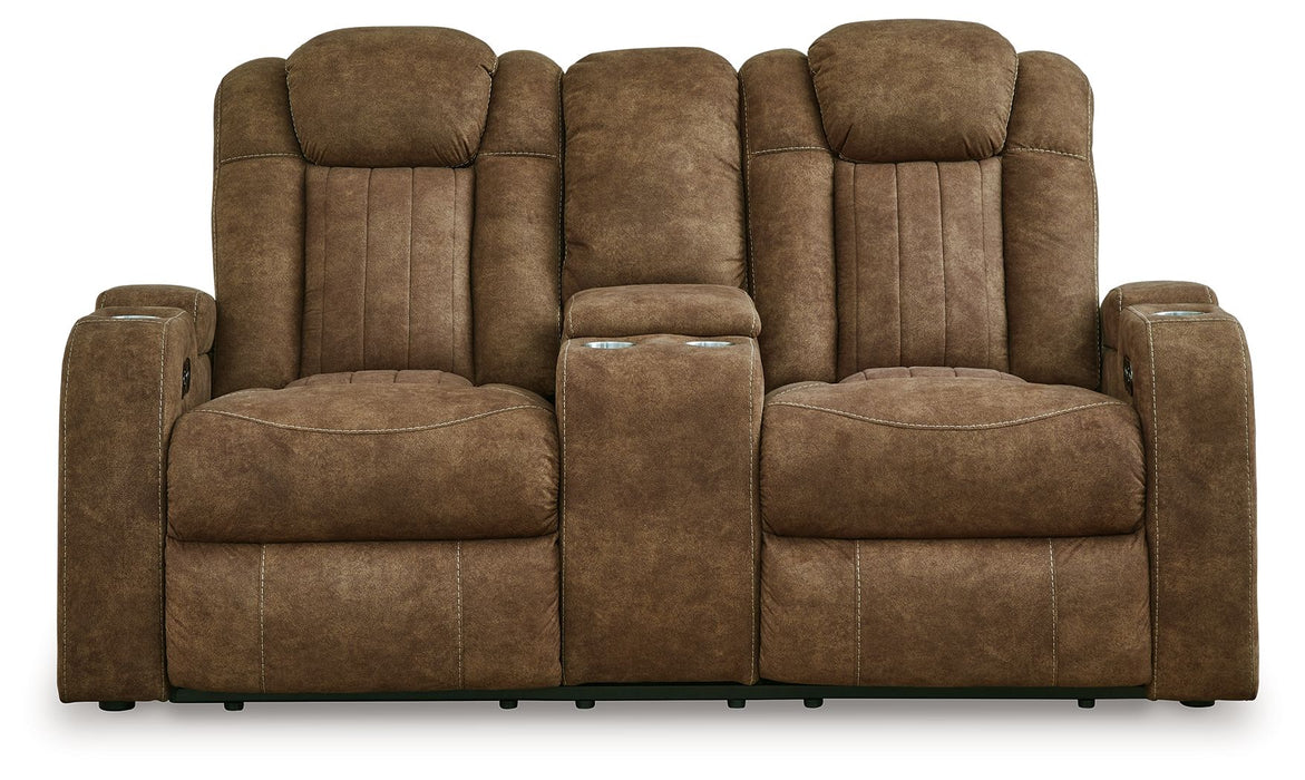 Wolfridge - Brindle - Power Reclining Loveseat With Console /Adj Hdrst - Simple Home Plus