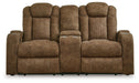 Wolfridge - Brindle - Power Reclining Loveseat With Console /Adj Hdrst - Simple Home Plus