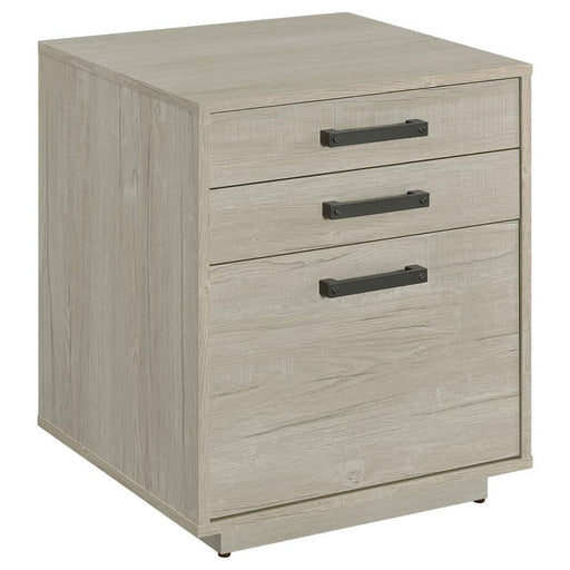 Loomis - 3-Drawer Home Office File Cabinet - Whitewashed Gray - Simple Home Plus