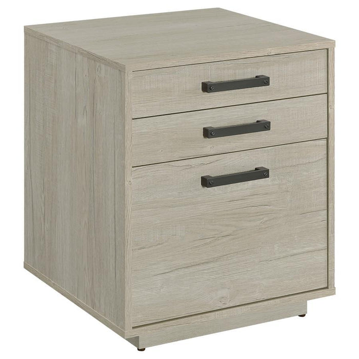 Loomis - 3-Drawer Home Office File Cabinet - Whitewashed Gray - Simple Home Plus