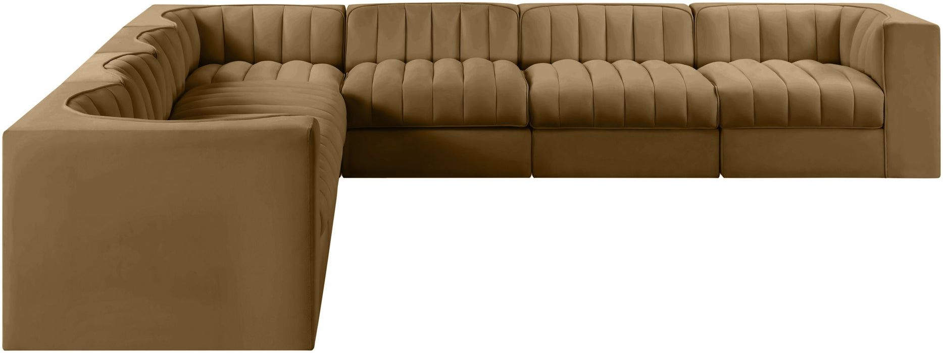 Rummi - Symmetrical Velvet Performance Fabric Upholstered 7 Piece Modular Sectional (With 3 Corner Chairs) - Simple Home Plus