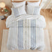 Imani - Cotton Printed Duvet Cover Set With Chenille - White / Navy - Simple Home Plus