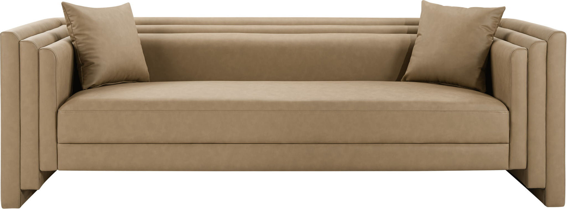 Everett - Vegan Leather 88.5" Upholstered Sofa - Tan - Simple Home Plus