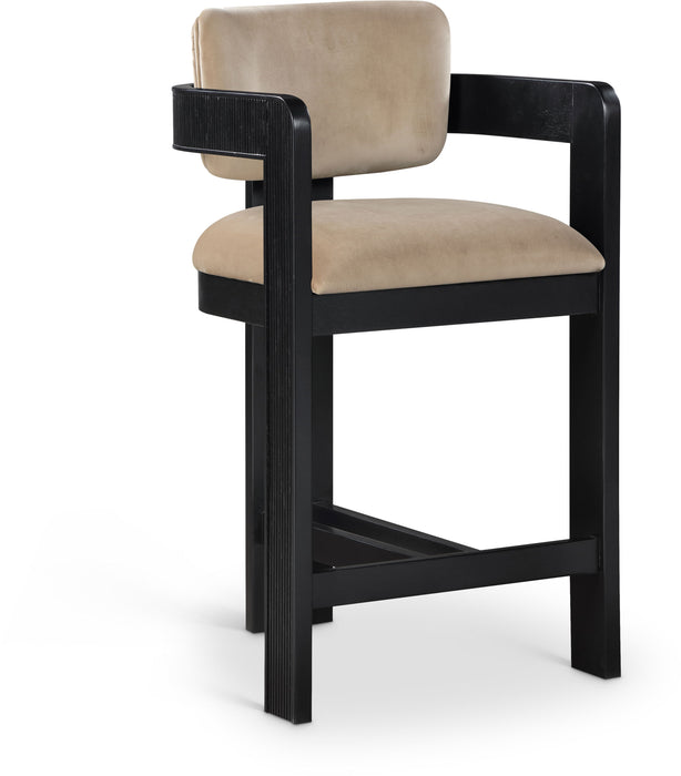 Sacha - Velvet Stool With Black Base - Simple Home Plus