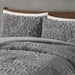 Blair - Ruched Fur Down Alternative King Comforter Set - Gray - Simple Home Plus