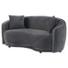 Brookside - Velvet Upholstered Curved Loveseat - Dark Gray - Simple Home Plus