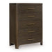 Radkin - Five Drawer Chest - Burnished Brown - Simple Home Plus