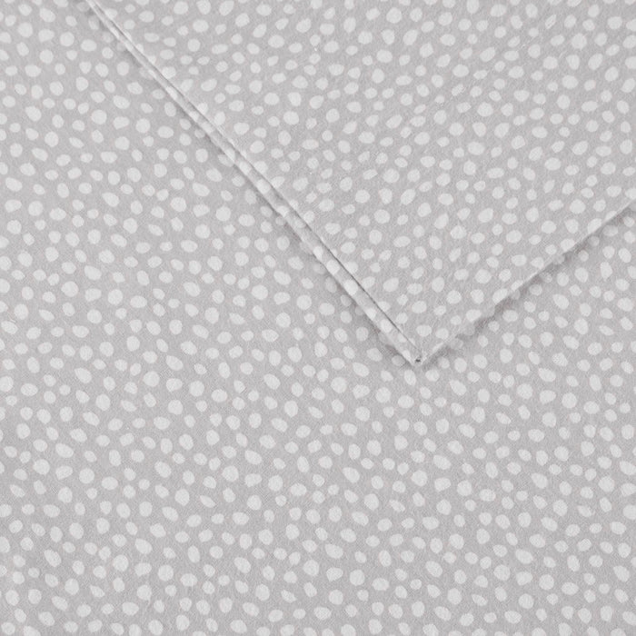 Cozy Flannel - Queen Printed Sheet Set - Gray Dots