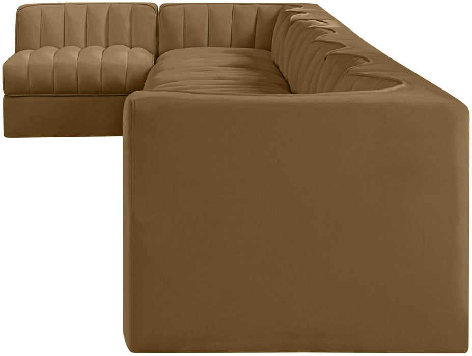 Rummi - Velvet Performance Fabric Upholstered 8 Piece Modular Sectional, L-Shaped (Right) - Simple Home Plus