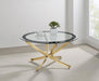 Brooke - Round Glass Top Coffee Table Metal Base - Simple Home Plus