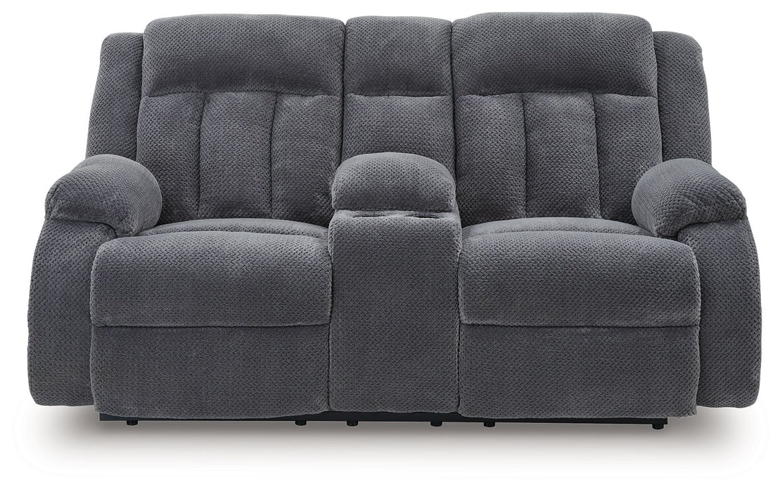 Observation - Steel - Double Reclining Power Loveseat With Console - Simple Home Plus