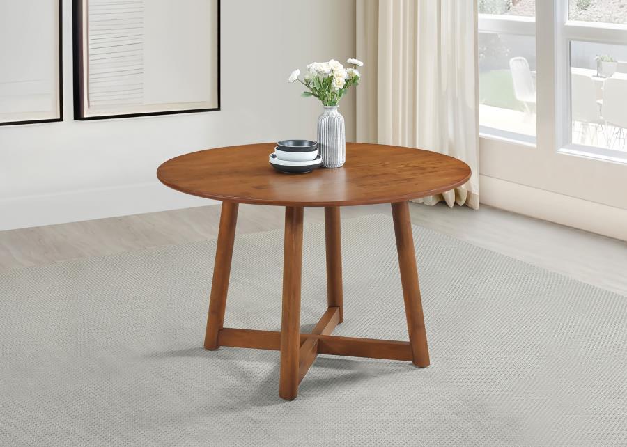 Dinah - Round Solid Wood Dining Table - Walnut - Simple Home Plus
