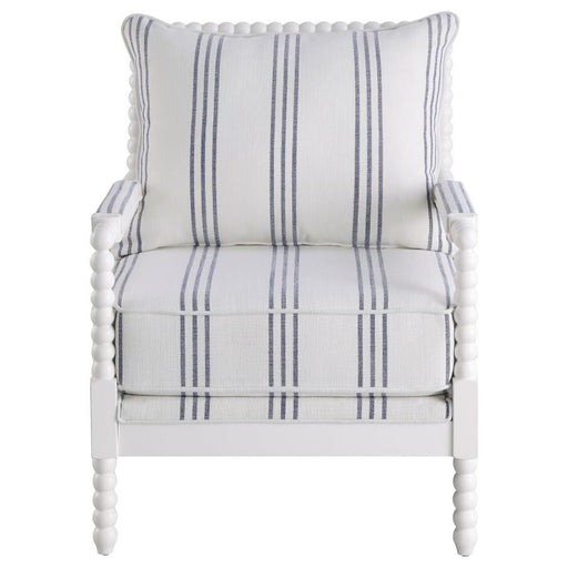 Blanchett - Upholstered Bobbin Accent Chair - White And Navy - Simple Home Plus