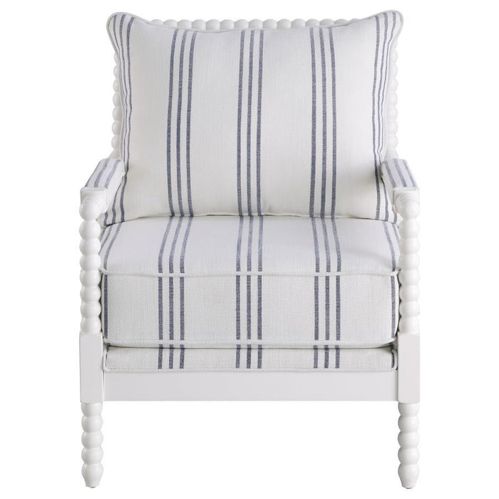 Blanchett - Upholstered Bobbin Accent Chair - White And Navy - Simple Home Plus