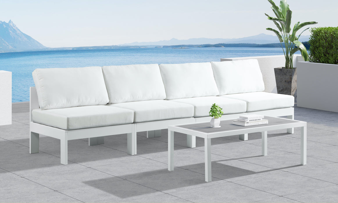 Nizuc - Outdoor Patio 4 Seat Armless Modular Sofa With White Frame - Simple Home Plus