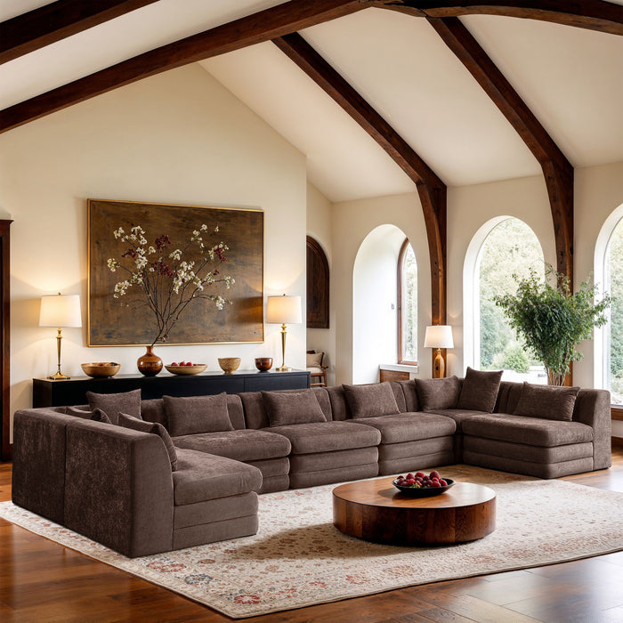 Stellar - 7 Piece Chenille Fabric Upholstered Modular Sectional - Simple Home Plus