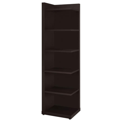 Alder - 6-Shelf Corner Bookcase - Cappuccino - Simple Home Plus