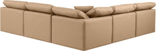 Indulge - Faux Leather 5 Piece Modular Corner Armless Sectional - Tan - Simple Home Plus
