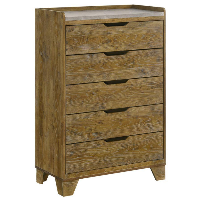 Henderson - 5-Drawer Bedroom Chest Of Drawers - Medium Oak - Simple Home Plus