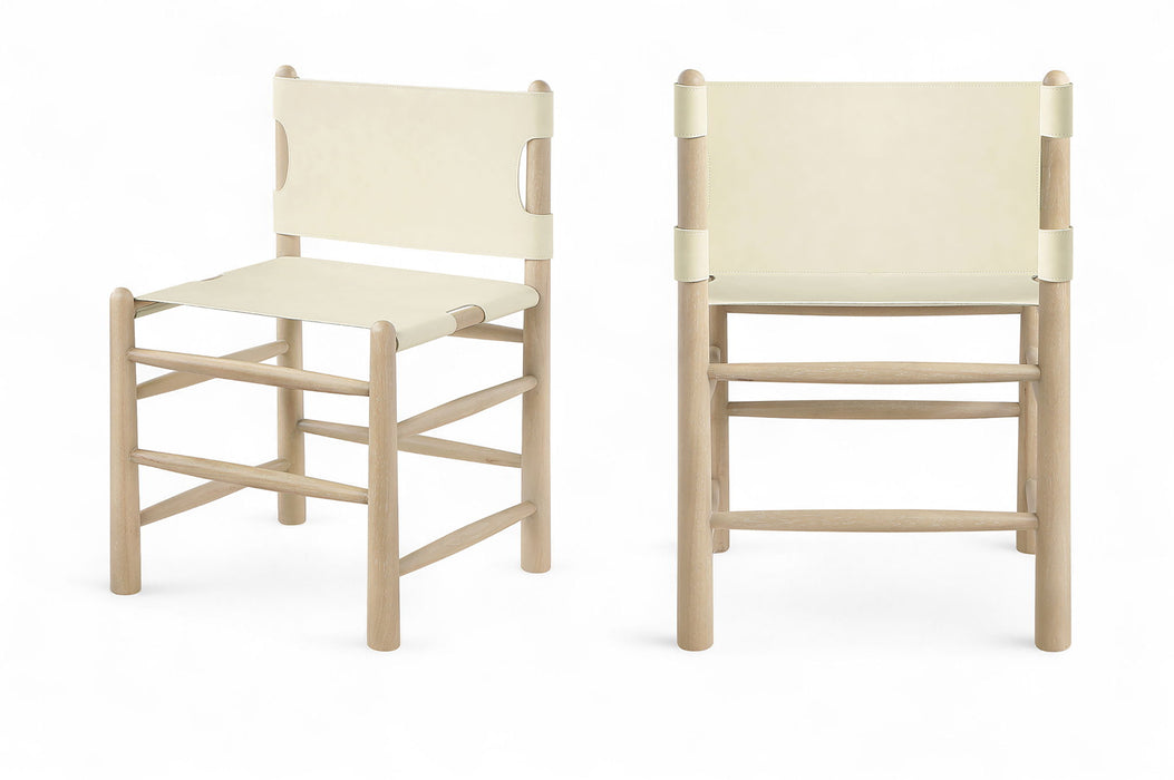 Santos - Vegan Leather Upholstered Dining Chair With Stained Natural Base (Set of 2) - Simple Home Plus